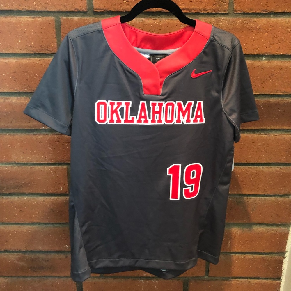 Nike Oklahoma Digital Vapor Select Softball Jersey #19 Women's M Grey Av6684